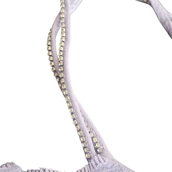 Victoria's Secret Dream Angels Sheer Bra 34DD Purple Lace Rhinestone Luxury - Picture 7 of 10